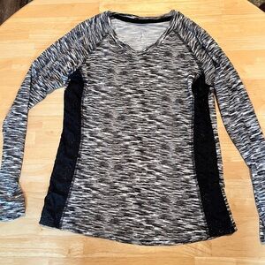 Game Time Black and Gray Long Sleeve Top